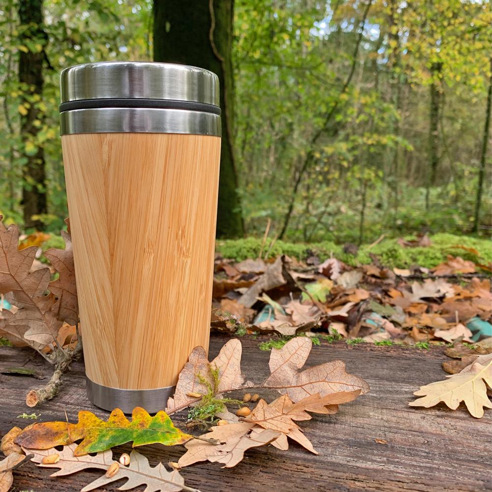 reusable, organic bamboo coffee cup from goBambu